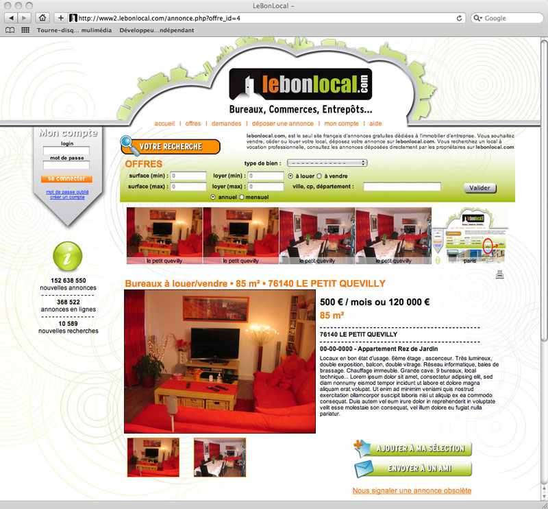 Site internet d'annonces immobilière